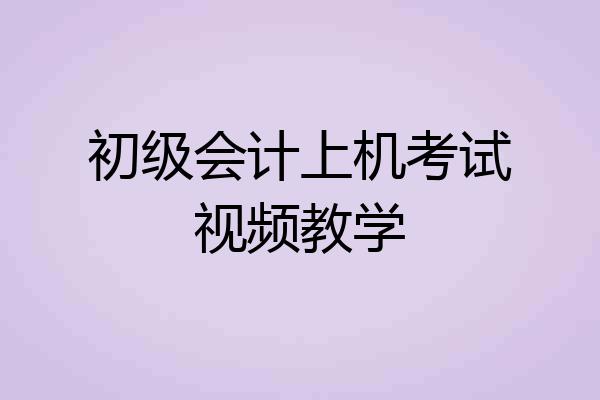 初级会计上机考试视频教学