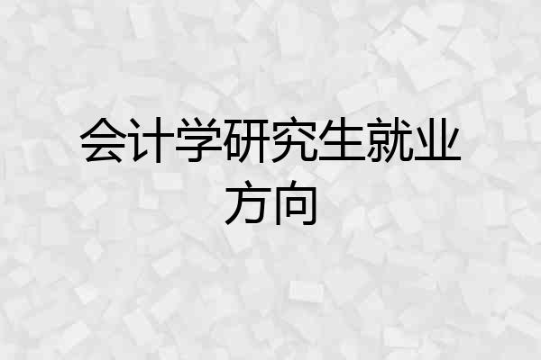 会计学研究生就业方向