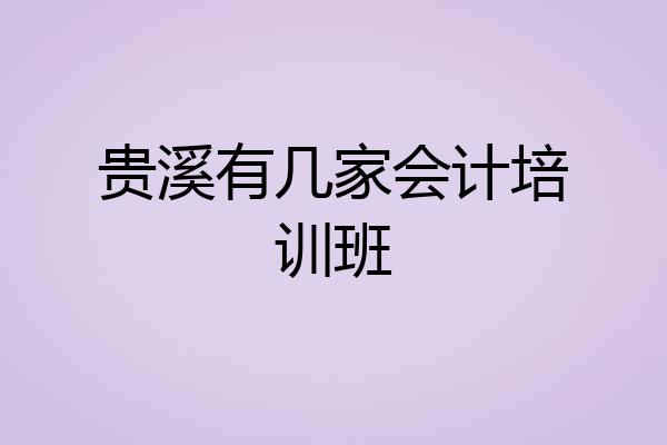 贵溪有几家会计培训班