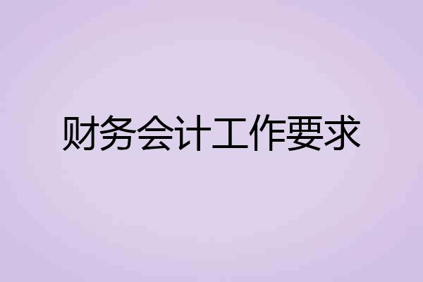 财务会计工作要求