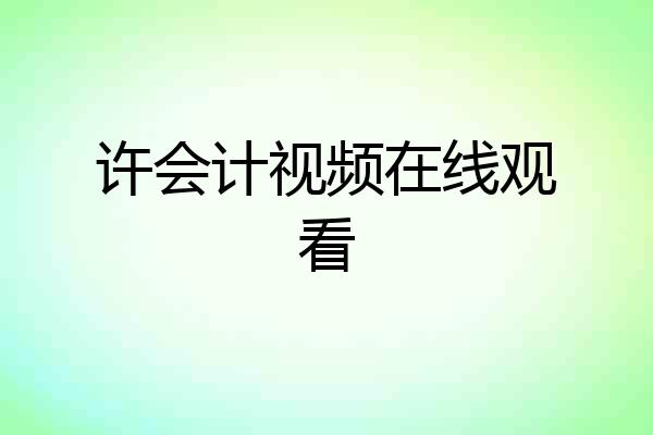 许会计视频在线观看