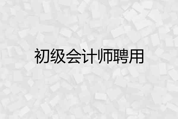 初级会计师聘用
