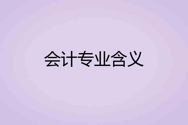 会计专业含义
