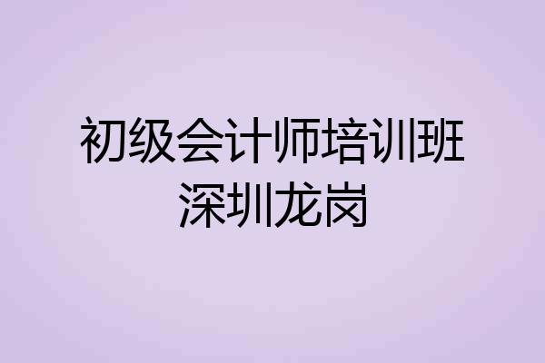 初级会计师培训班深圳龙岗