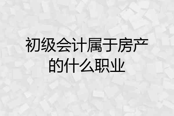 初级会计属于房产的什么职业