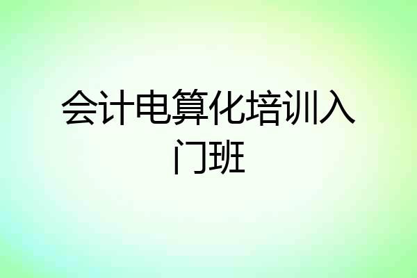 会计电算化培训入门班