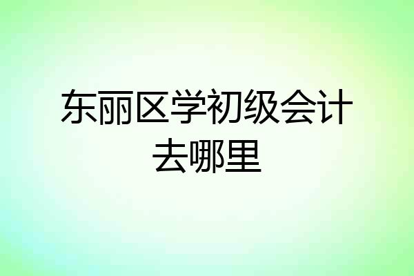 东丽区学初级会计去哪里