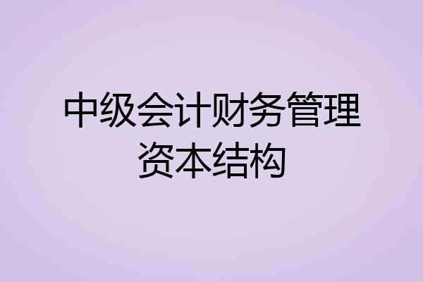 中级会计财务管理资本结构