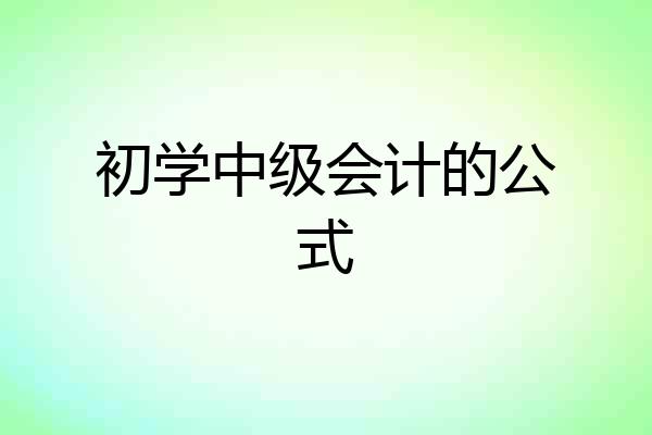 初学中级会计的公式