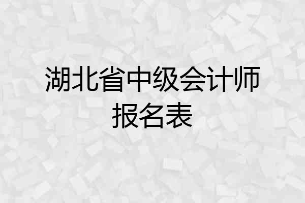 湖北省中级会计师报名表
