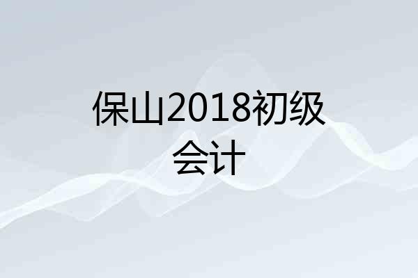 保山2018初级会计