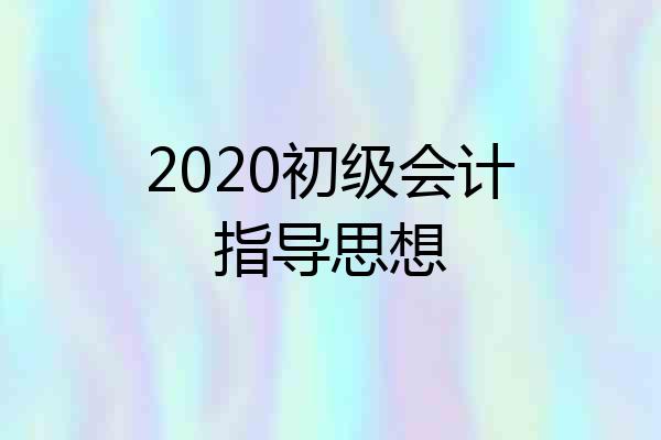 2020初级会计指导思想