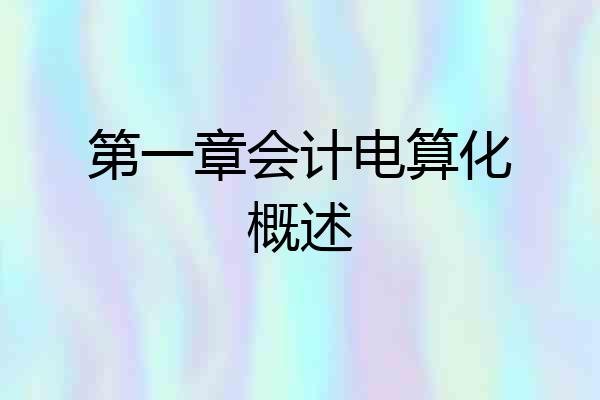 第一章会计电算化概述