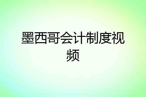 墨西哥会计制度视频