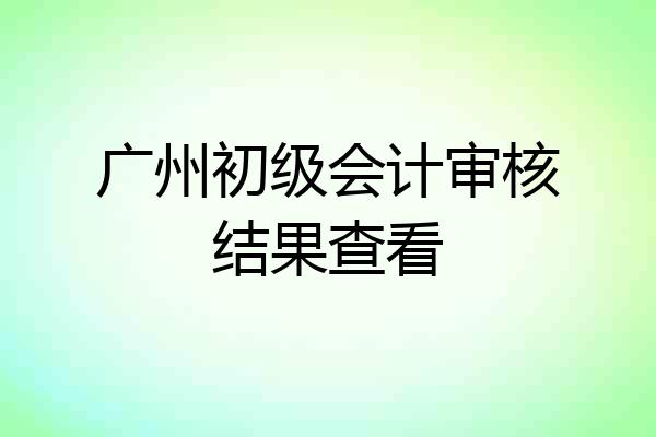 广州初级会计审核结果查看