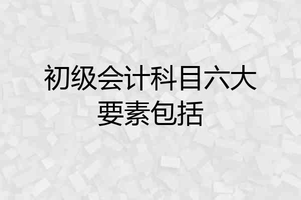 初级会计科目六大要素包括