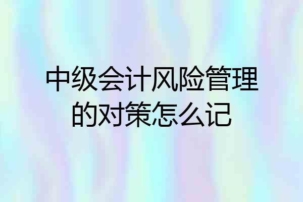 中级会计风险管理的对策怎么记