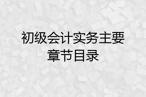 初级会计实务主要章节目录