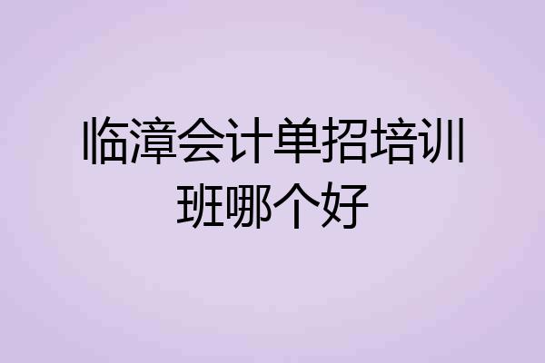临漳会计单招培训班哪个好