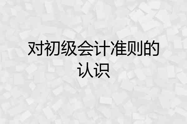 对初级会计准则的认识