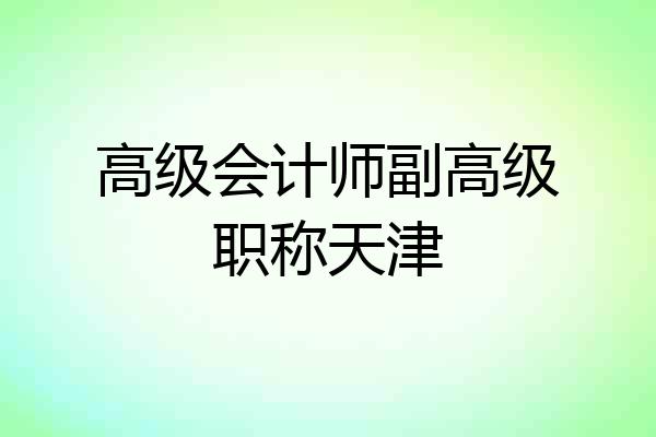 高级会计师副高级职称天津