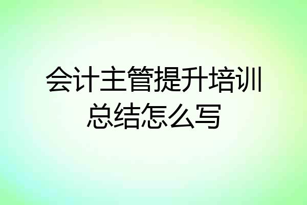 会计主管提升培训总结怎么写