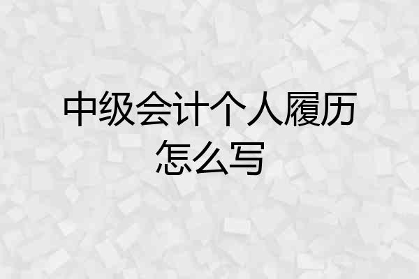 中级会计个人履历怎么写
