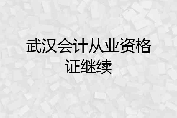 武汉会计从业资格证继续