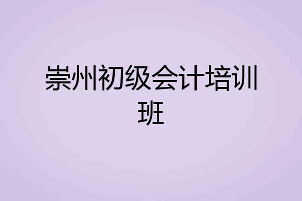 崇州初级会计培训班