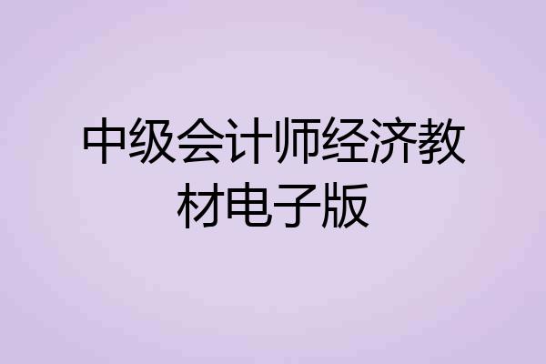 中级会计师经济教材电子版