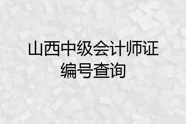 山西中级会计师证编号查询
