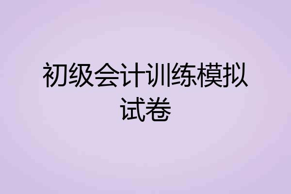 初级会计训练模拟试卷