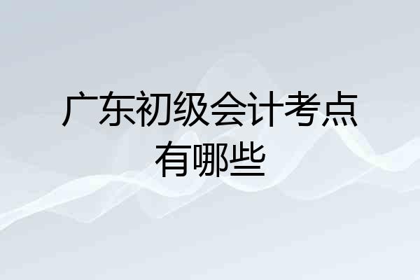 广东初级会计考点有哪些