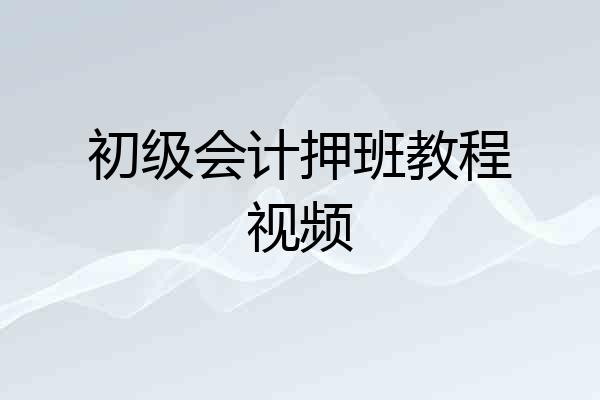 初级会计押班教程视频