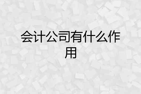 会计公司有什么作用