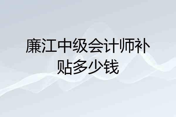 廉江中级会计师补贴多少钱