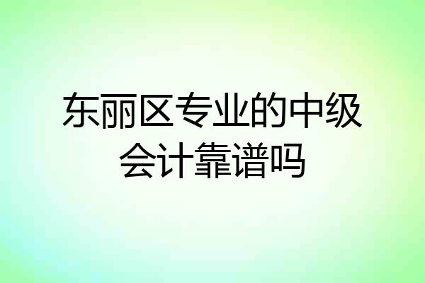 东丽区专业的中级会计靠谱吗