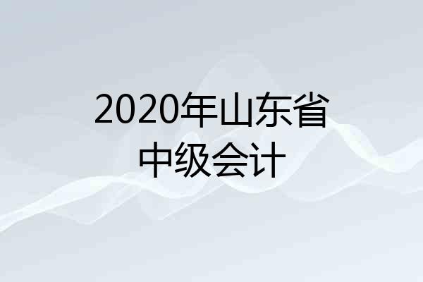 2020年山东省中级会计