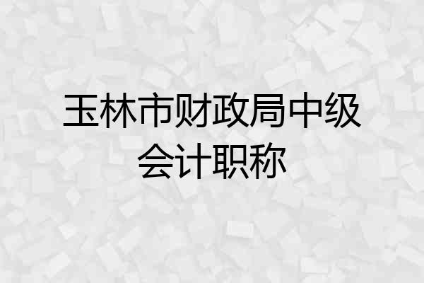 玉林市财政局中级会计职称