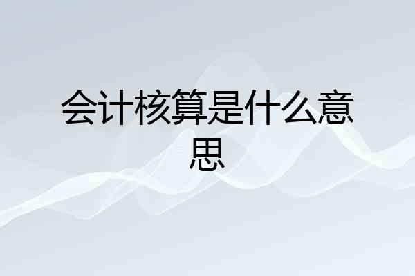 会计核算是什么意思