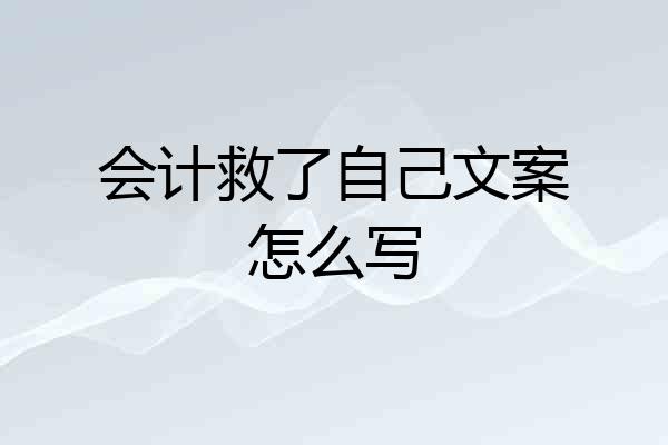 会计救了自己文案怎么写