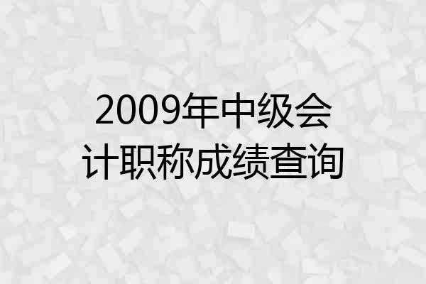 2009年中级会计职称成绩查询