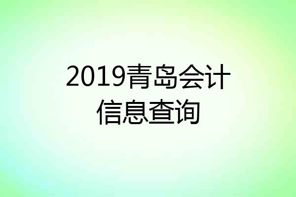 2019青岛会计信息查询