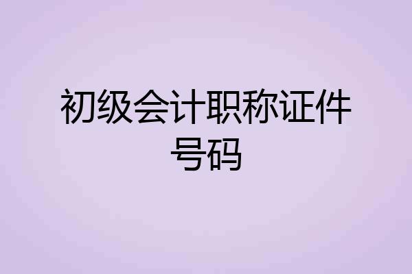 初级会计职称证件号码