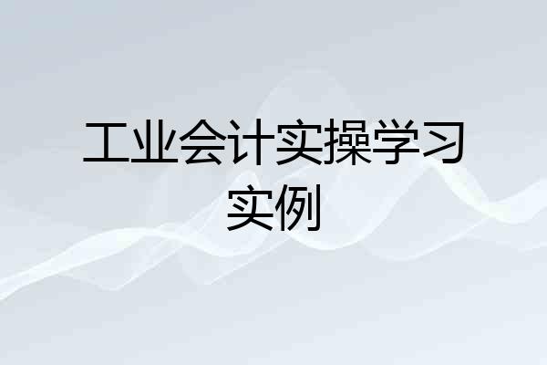 工业会计实操学习实例