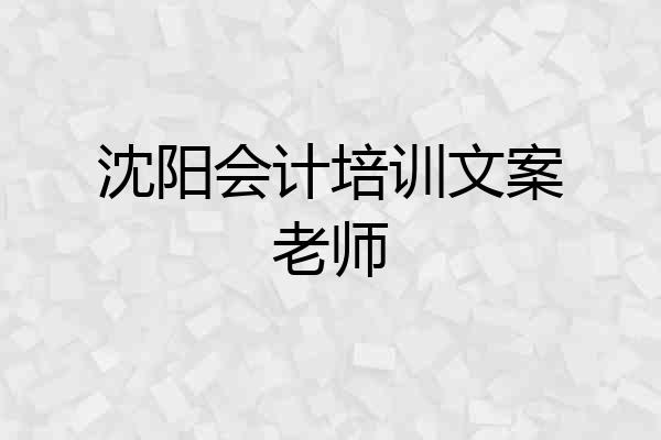 沈阳会计培训文案老师