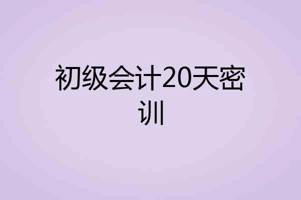 初级会计20天密训