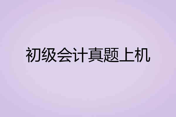 初级会计真题上机