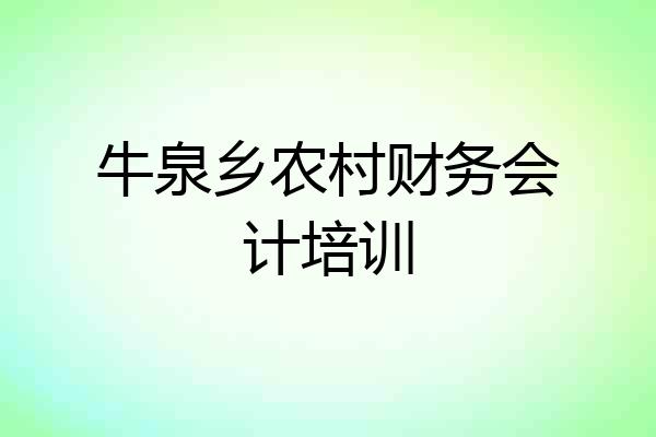 牛泉乡农村财务会计培训