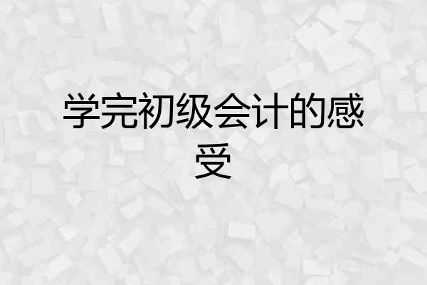 学完初级会计的感受